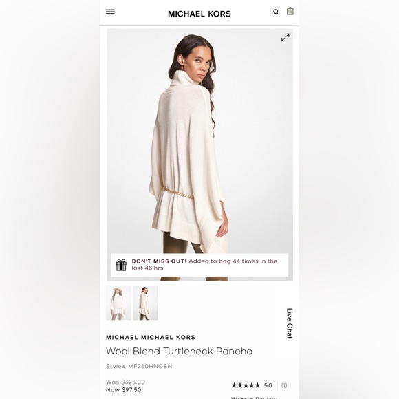 Michael Kors Sweater Poncho w/Gold Chain. It is soft & luxurious! - Picture 3 of 3